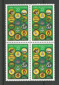1987 Girl Scouts Block Of 4 22c Postage Stamps - Sc# 2251 - MNH, OG - CX868