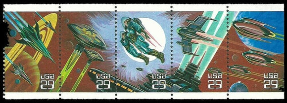 1993 Space Fantasy Booklet Pane Of 5 29c Postage Stamps - Sc# 2741-2745 - MNH, OG - CX528
