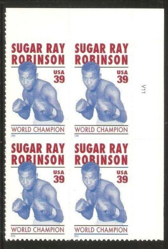 2006 Sugar Ray Robinson Plate Block 4 39c Postage Stamps - MNH, OG - Scott 4020 - CX835