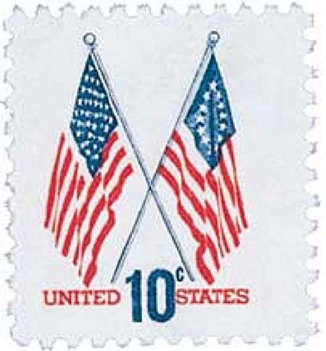 1973 50 Star and 13 Star American Flags Single 10c Postage Stamp  - Scott 1509 -  MNH,OG