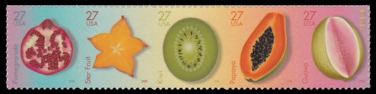 2008 Tropical Fruit Strip of 5 27c Postage Stamps - Scott 4257 - MNH, OG - DC109