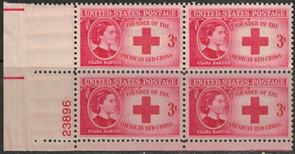 1948 Clara Barton Red Cross Founder Plate Block of 4 3c Stamps - MNH, OG - Sc# 967 - CX933