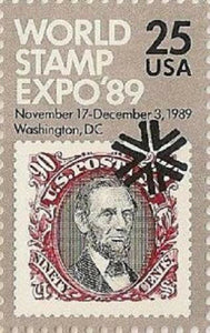 1989 World Stamp Expo 89 Single 25c Postage Stamp - MNH, OG - Sc# 2410