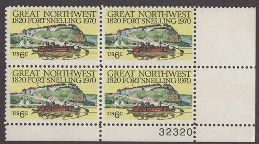 1970 Great Northwest Ft Snelling Plate Block Of 4 6c Postage Stamps - MNH, OG - Scott 1409 - CX304