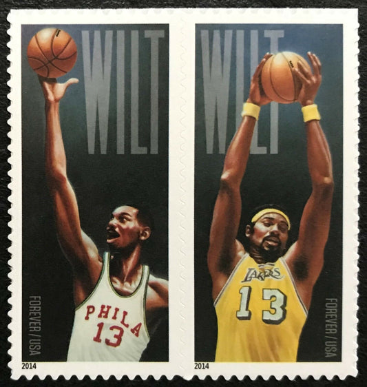2014 Wilt Chamberlain Connected Pair Of "Forever" Postage Stamps - MNH, OG - Scott4950- 4951