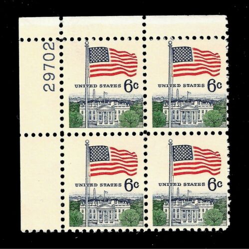 1968 Flag Over White House Plate Block Of 4 6c Postage Stamps - MNH, OG - Sc# 1338 - CX344