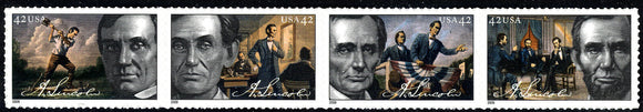 2009 Abraham Lincoln Strip of 4 42c - Sc 4380-4383 - MNH - DM124