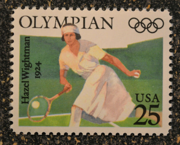 1990 Hazel Wightman 1924 Olympian Tennis Single 25c Postage Stamp - Sc 2498 - MNH - CWA5a
