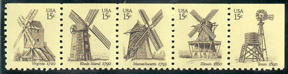2006 Windmills Booklet Pane Strip Of 5 15c Postage Stamps - Sc# - BK135, 1738-1742 - MNH, OG - CX747a