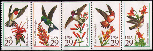 1992 Hummingbirds Booklet Pane Of 5 29c Postage Stamps - Scott 2642-2646 - MNH, OG - CX529a
