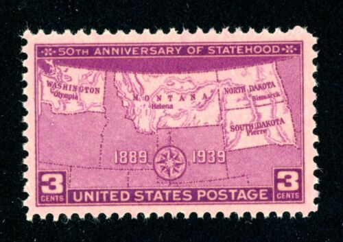 1939 Statehood Anniversary (4 States) Single 3c Postage Stamp -Sc# 858 - MNH,OG