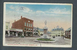 VEGAS - Posted 1920 Berwick, ME Sullivan Square Looking East Postcard - FE450