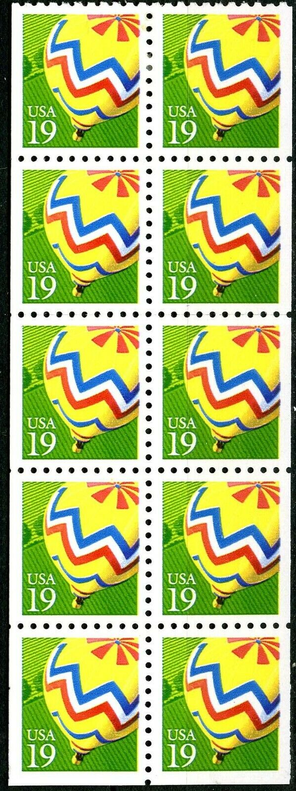 1991 Hot Air Balloons Booklet Pane Of 10 Postage Stamps - Scott 2530 - Booklet Pane Of 10 - MNH - CX815