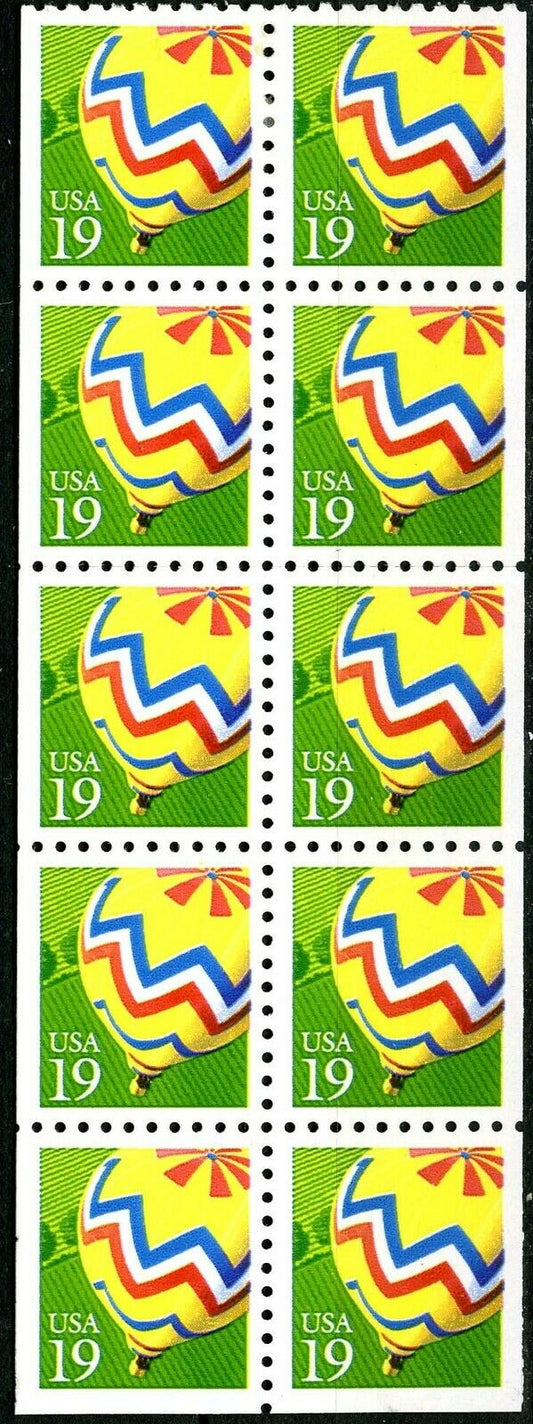 1991 Hot Air Balloons Booklet Pane Of 10 Postage Stamps - Scott 2530 - Booklet Pane Of 10 - MNH - CX815