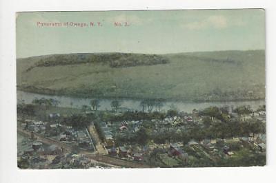 Posted 1916 USA Postcard - Panorama Of Owego, NY - Read Reverse (AT89)