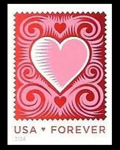 2014 Heart Single "Forever" Postage Stamp - Scott - 4847 - MNH, OG - CX744