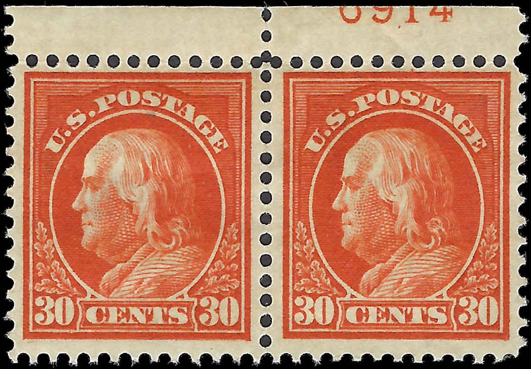 VEGAS - 1912-14 - Scott420 30c Franklin Plate # Pair MH OG - Thins - Read