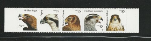 2012 Birds of Prey Strip of 5 85c Postage Stamps - MNH, OG - Scott 4608-4612