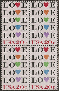 1984 Love Block of 4 20c Postage Stamps - MNH, OG - Sc# 2072