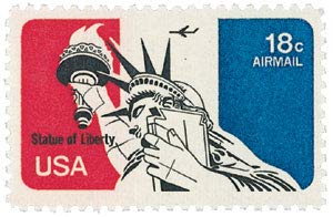 1974 Statue of Liberty Single 18c Airmail Postage Stamp  - Scott  C87 -  MNH,OG