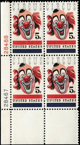 1966 Circus Plate Block Of 4 5c Postage Stamps - MNH, OG - Sc# 1309`- CX233