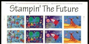 2000 - Stampin' The Future Space Block Of 8 33c Postage Stamps & Banner - Sc# 3414-3417 - MNH, OG - DC124a