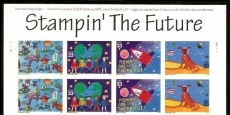 2000 - Stampin' The Future Space Block Of 8 33c Postage Stamps & Banner - Sc# 3414-3417 - MNH, OG - DC124a