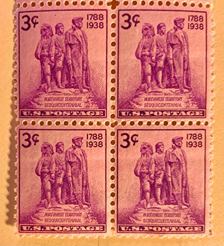 1938 Colonization of the West Plate Block of Four 3c  Postage Stamps - Scott 837 - MNH,OG