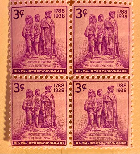 1938 Colonization of the West Plate Block of Four 3c  Postage Stamps - Sc# 837 - MNH,OG