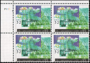 1995 Women Suffrage Plate Block of 4 32c Postage Stamps - MNH, OG - Sc# 2980