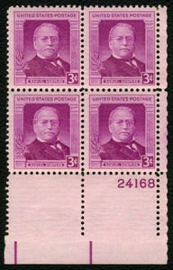 1950 Samuel Gompers Plate Block of 4 3c Postage Stamps - MNH, OG - Sc# 988