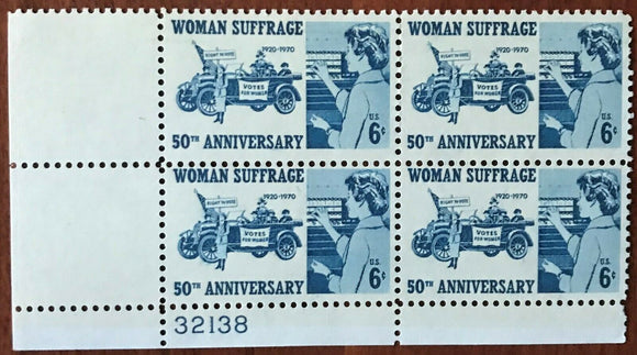 1970 - Woman - Women Suffrage Vote Plate Block Of 4 6c Postage Stamps - Sc# 1406 - MNH, OG - CX519