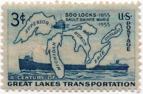 1955 Great Lakes Transportation Single 3c Postage Stamp  -  Scott 1068  -  MNH,OG