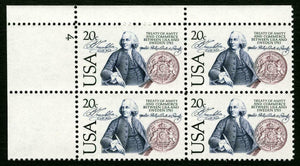 1983 USA - Sweden 1783 Treaty Plate Block of 4 Postage Stamps - MNH, OG - Sc# 2036