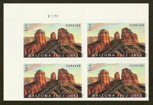 2012 Arizona Statehood Centennial Plate Block of 4 45c Postage Stamps - MNH, OG - Scott 4627