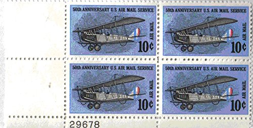 1968 Jenny Airplane Plate Block of 4 10c Airmail Postage Stamps  - Sc# C74 - MNH,OG