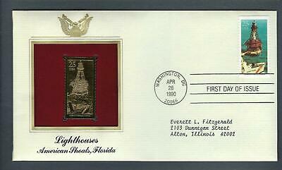 VEGAS - 1990 Lighthouse, American Shoals, FL - Gold Repl. Stamp Scott 2473- FE415
