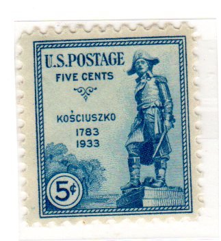 1933 Statue of Gen. Tadeusz Kosciuszko Single 5c Postage Stamp -Sc#734 - MNH,OG