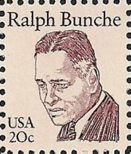 1982 Ralph Bunche Single 20c Postage Stamp - MNH, OG - Sc# 1860