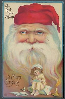 VEGAS - Early Dreaming Santa Claus Night Before Christmas Postcard - FE490