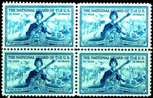 1953 National Guard Block Of 4 3c Postage Stamps - Sc 1017 - MNH - CW434