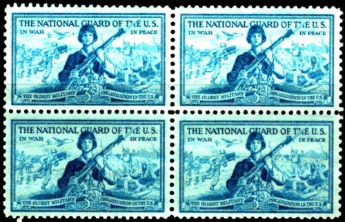 1953 National Guard Block Of 4 3c Postage Stamps - Sc 1017 - MNH - CW434