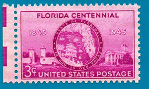 1945 Florida Statehood Centennial  Single 3c Postage Stamp - Sc#927 -  MNH,OG