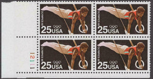 1988 Summer Olympics Seoul Plate Block of 4 25c Postage Stamps - MNH, OG - Sc# 2380