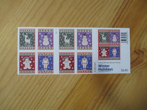 2009 - Christmas Booklet Pane of 20 44c Postage Stamps- Sc# - 4424-4428b - MNH, OG - CX699