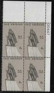 1968 USA Leif Erikson Plate Block Of 4 6c Stamps - MNH, OG - Scott# 1359 - CX348
