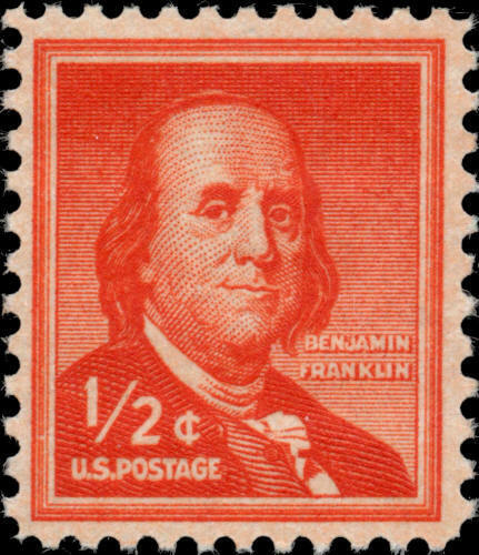 1954-68 Ben Franklin Single Half Cent Postage Stamp - Scott 1030 - MNH, OG - CX564a