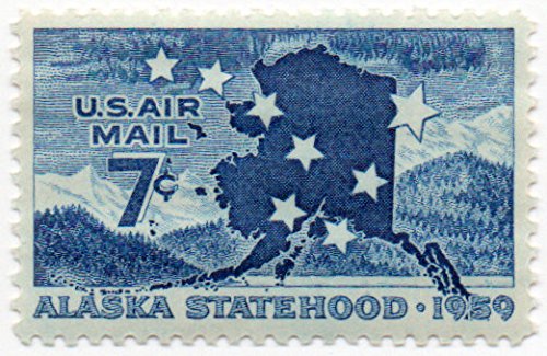 1959 Alaska Statehood Single 7c Airmail Postage Stamp - Scott C53 -  MNH,OG