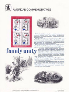 1984 Family Unity Commemorative Panel With 20c Postage Stamps - Sc# 2104 - MNH, OG - DR172