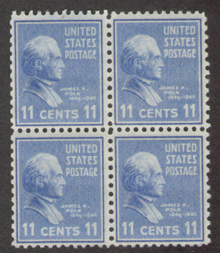1938 President James K. Polk Block of 4 11c Postage Stamps - Sc# 816 - MNH,OG